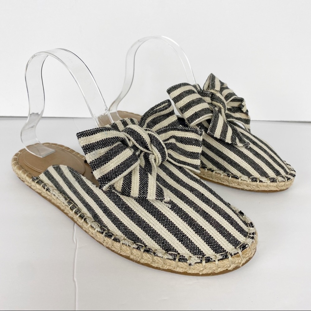 LOFT Canvas Stripe Bow Espadrille Mule Slip-On Shoes Size 10 - Picture 11 of 12